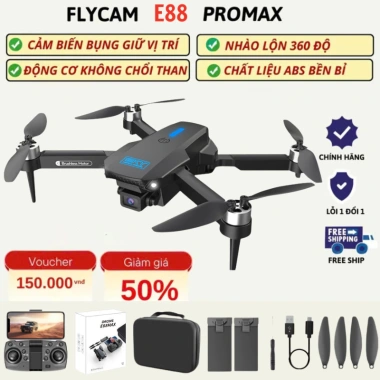 Flycam Giá Rẻ E88 MAX PIycam Mini Bay Không Người Lái Camera Kép 4K Tránh Va Chạm
