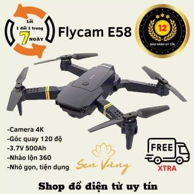 Flycam Mini 4K E58 Pro - Drone có camera, giá 605.000đ, rẻ hơn flycam điều khiển 5