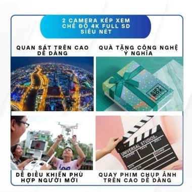 Flycam Mini E88 máy bay giá rẻ, đông cơ không chổi than, camera 4K chỉ 440.000đ 2