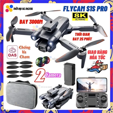 Flycam Mini Giá Rẻ Drone 6K S1s Pro 4 Cánh - Máy Bay Điều Khiển Từ Xa, 2 Camera 12MP, Giá chỉ 710.545đ