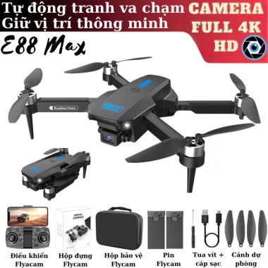 Flycam PIycam E88 MAX Giá Rẻ Máy Bay Không Người Lái Kép 4K HD Cảm Biến Tránh Va Chạm