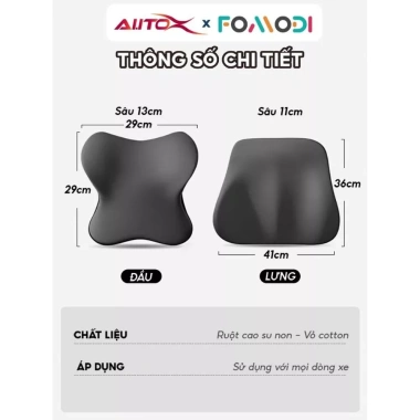 Fomodi bộ gối đầu tựa lưng ô tô - giảm đau cổ vai gáy, thắt lưng, cao su non cotton thoáng khí - 98.999đ 7