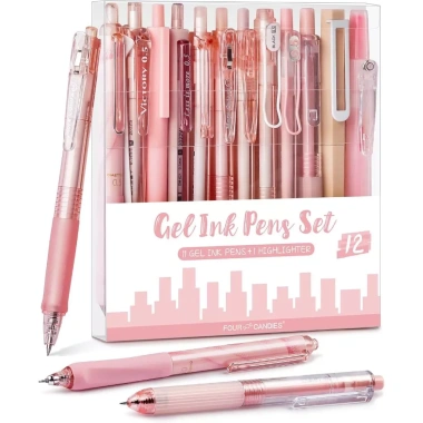 Four Candies Bộ bút mực gel pastel 0.5mm – Bút bi thu gọn, ghi chú thẩm mỹ trẻ em 10