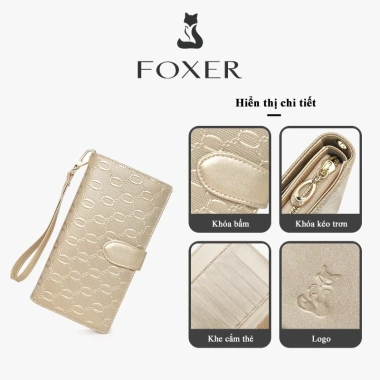 FOXER Ví da nữ gấp ba sang trọng - Ví ly hợp dài, đựng thẻ, màu vàng - 729.999₫ 6