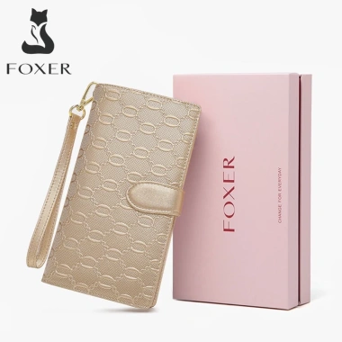 FOXER Ví da nữ gấp ba sang trọng - Ví ly hợp dài, đựng thẻ, màu vàng - 729.999₫ 10