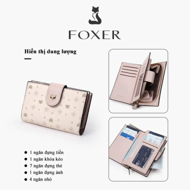FOXER Ví nữ gọn nhẹ, đựng thẻ tín dụng và tiền xu, có khóa kéo, giá 359.999 VND 8