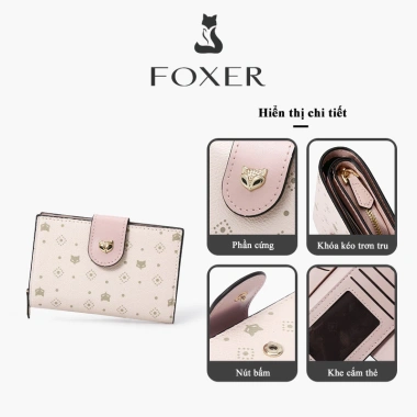 FOXER Ví nữ gọn nhẹ, đựng thẻ tín dụng và tiền xu, có khóa kéo, giá 359.999 VND 9