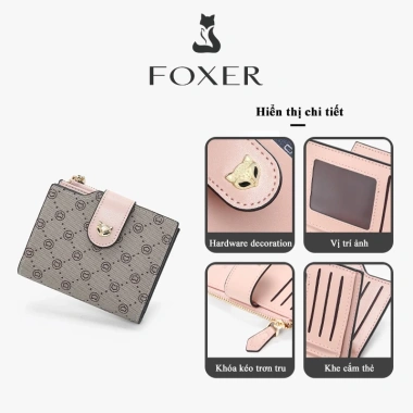 FOXER Ví nữ mini da bò ngắn - Đựng thẻ tín dụng, tiền xu, giá ưu đãi 269,998 VND 4