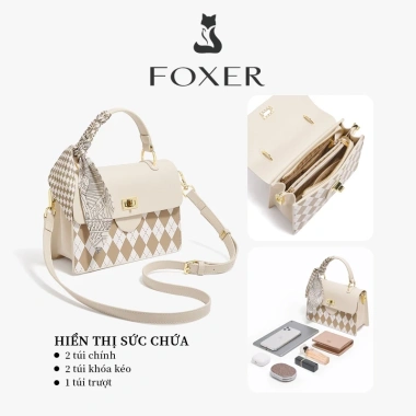 FOXR Mới Nhất Vân Kẻ Rhombus Túi Xách Tay Nữ Thời Trang Hè Đa Năng, Phù Hợp Công Tác và Đi Làm - Giá 660.000 VND