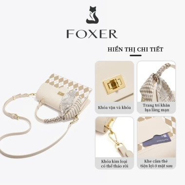 FOXR Mới Nhất Vân Kẻ Rhombus Túi Xách Tay Nữ Thời Trang Hè Đa Năng, Phù Hợp Công Tác và Đi Làm - Giá 660.000 VND