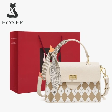 FOXR Mới Nhất Vân Kẻ Rhombus Túi Xách Tay Nữ Thời Trang Hè Đa Năng, Phù Hợp Công Tác và Đi Làm - Giá 660.000 VND