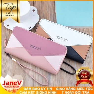Free ship 4 màu ví cầm tay nữ dài cao cấp sang trọng phong cách Hàn Quốc, giá 449.000đ