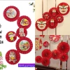 (FREE SHIP) Sét 6 quạt giấy đỏ Trang trí Tết 2.026 - Decor nhà cửa, trường học Nguyên Đán