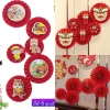 (FREE SHIP) Sét 6 quạt giấy đỏ Trang trí Tết 2.026 - Decor nhà cửa, trường học Nguyên Đán 2