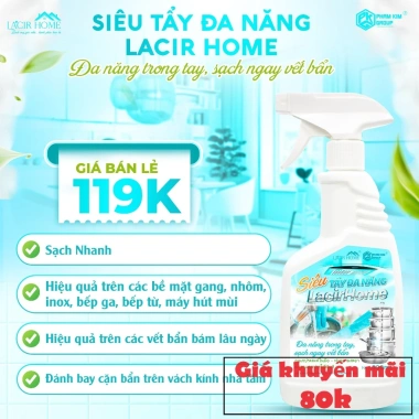 FREE SHIP Siêu Tẩy Đa Năng LACIR HOME DR – Giảm giá 18% chỉ 85.280₫, làm sạch toàn diện 1 FREE SHIP Siêu Tẩy Đa Năng LACIR HOME DR – Giảm giá 18% chỉ 85.280₫, làm sạch toàn diện 1