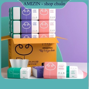 Free Ship Thùng 30 Gói Giấy Ăn Gấu Trúc Organic 3 Lớp Dai Mịn - Giá chỉ 34.650₫