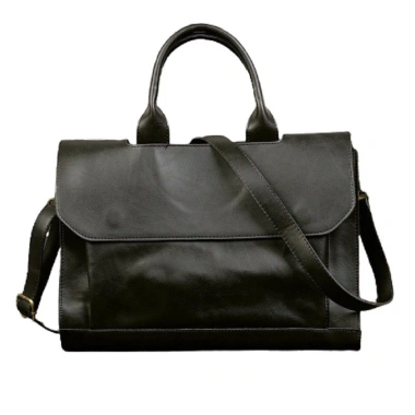 Free ship Túi xách cặp da bò công sở T57 36.5x25x10cm dây đeo chéo Nâu-Đen 3