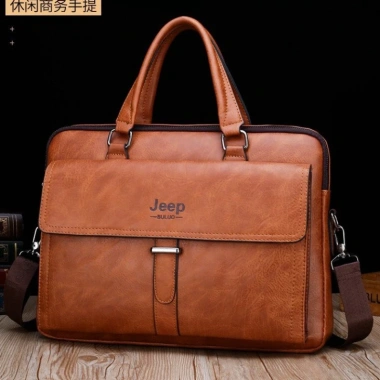Free ship Túi xách cặp da JEEP BULUO T81 38x27x6cm đựng laptop công sở - Nâu/Đen - 1.55tr 8