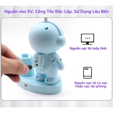 [FREESHIP] Đèn Học Để Bàn Phi Hành Gia - Chiếu Sáng Mạnh, Ngăn Bút Đựng, Giá 79.000₫ 9