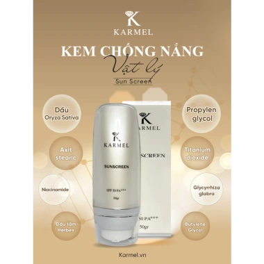 FREESHIP Kem chống nắng vật lý Karmel chống thấm nước da dầu - da khô tặng mặt nạ