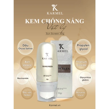 FREESHIP Kem chống nắng vật lý Karmel chống thấm nước da dầu - da khô tặng mặt nạ