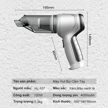 [FREESHIP] Máy hút bụi mini cầm tay không dây 2 trong 1 TAMASHIO - Hút ô tô, lông thú cưng, chỉ 138k 9