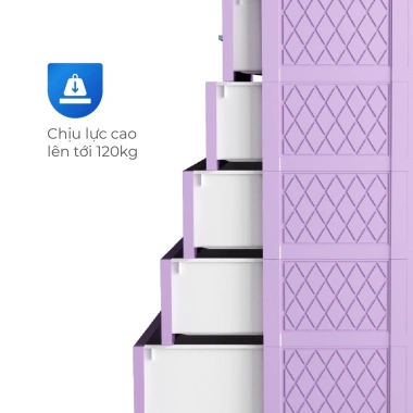 [FREESHIP] Tủ nhựa Deli Max 5 tầng QUI PHÚC – Khung thép chắc, chống rơi, tủ quần áo lớn 5