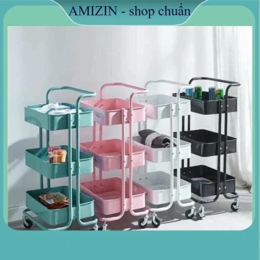 Freeship Xe Đẩy Spa 3 Tầng 4 Màu Đẹp, Bánh Xe Di Chuyển, Khóa Bánh - 68.000 VND