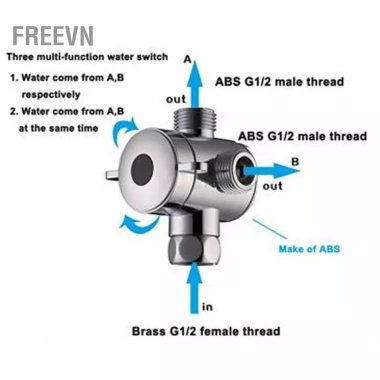 Freevn ADBEN 1/2 inch Bộ chuyển đổi T 3 chiều bồn tắm & đầu vòi sen, van hướng - 146.300 VND 5 Freevn ADBEN 1/2 inch Bộ chuyển đổi T 3 chiều bồn tắm & đầu vòi sen, van hướng - 146.300 VND 5