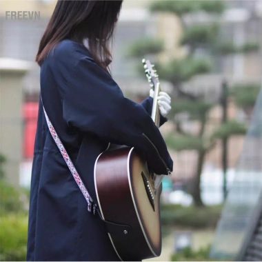 Freevn GS-02 Dây đeo guitar thêu điều chỉnh, phụ kiện bass điện acoustic xanh lam, giảm còn 152.900 VND