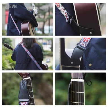 Freevn GS-02 Dây đeo guitar thêu điều chỉnh, phụ kiện bass điện acoustic xanh lam, giảm còn 152.900 VND