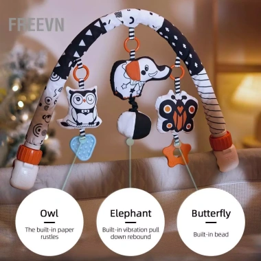 Freevn TUMAMA Baby Plush Arch Đồ chơi giác quan treo cho xe đẩy, ghế ô tô, tháo rời, hỗ trợ phát triển trí não 0 tháng