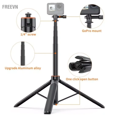 Freevn VRIG TP-21 Camera Thể Thao Gậy Selfie 54in Chân Đế 3 Chân Vít 1/4 inch Livestream Không Gương Lật Giá 649k