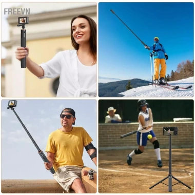 Freevn VRIG TP-21 Camera Thể Thao Gậy Selfie 54in Chân Đế 3 Chân Vít 1/4 inch Livestream Không Gương Lật Giá 649k