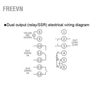Freevn XIX 0-400 - Bộ điều khiển nhiệt độ thông minh, hiển thị kỹ thuật số, rơle SSR, đa chức năng công nghiệp