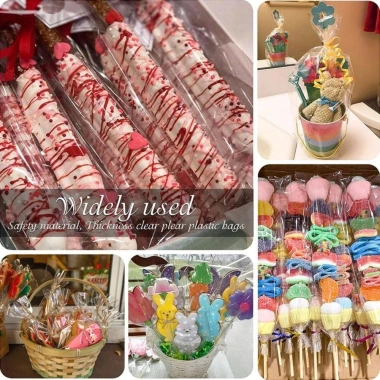Fudeshe 100 Túi Nhựa Dài Đựng Kẹo, Bánh Quy, Lollipop – Cellophane Cho Đám Cưới và Sinh Nhật Giá 60.720₫