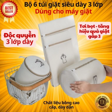 FULL SET 6C Túi giặt siêu dày 3 lớp lưới bảo vệ quần áo size 40cm/50cm Danido giá 45.000 VND
