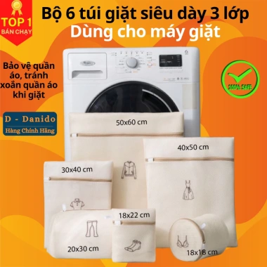 FULL SET 6C Túi giặt siêu dày 3 lớp lưới bảo vệ quần áo size 40cm/50cm Danido giá 45.000 VND 4 FULL SET 6C Túi giặt siêu dày 3 lớp lưới bảo vệ quần áo size 40cm/50cm Danido giá 45.000 VND 4