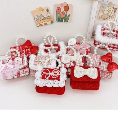 Fullbaby T03 Túi đeo chéo bé - Tết Đỏ sang chảnh, quai ngọc, đựng lì xì, 105.000 VND 2