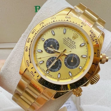 Fullbox Đồng hồ Nam Rolex Automatic 3 nút mặt vàng dây thép 40mm - Giá 2.539.285 VND 2