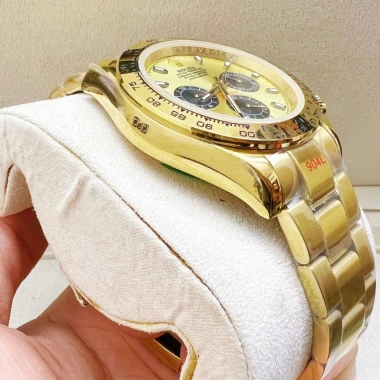 Fullbox Đồng hồ Nam Rolex Automatic 3 nút mặt vàng dây thép 40mm - Giá 2.539.285 VND 3