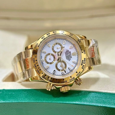Fullbox Đồng hồ nam RoLex Automatic Datona mặt trắng viền vàng, dây thép vàng 40mm - Giá 3.967.632₫ 4 Fullbox Đồng hồ nam RoLex Automatic Datona mặt trắng viền vàng, dây thép vàng 40mm - Giá 3.967.632₫ 4