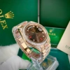 Fullbox Đồng Hồ Rolex 38-41mm Đá CZ Mặt Nâu, Đá Ruby Đỏ, Vỏ Vàng Hồng - Máy Cơ Nhật 3