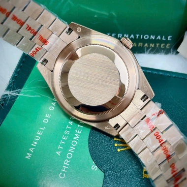 Fullbox Đồng Hồ Rolex 38-41mm Đá CZ Mặt Nâu, Đá Ruby Đỏ, Vỏ Vàng Hồng - Máy Cơ Nhật 7