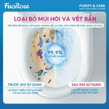 Fuoroce Nước Tẩy Bồn Cầu Không Cần Chà - Kiềm, Loại Bỏ 99.9% Vi Khuẩn, 59.000 VND