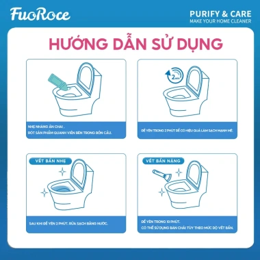 Fuoroce Nước Tẩy Bồn Cầu Không Cần Chà - Kiềm, Loại Bỏ 99.9% Vi Khuẩn, 59.000 VND