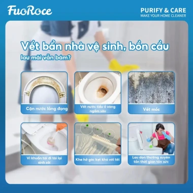 Fuoroce Nước Tẩy Bồn Cầu Không Cần Chà - Kiềm, Loại Bỏ 99.9% Vi Khuẩn, 59.000 VND