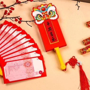 FUSIONFLASH Quạt Phong Bì Đỏ - Túi Tiền Năm Mới 6/10, Lời Chúc May Mắn Trung Quốc 8