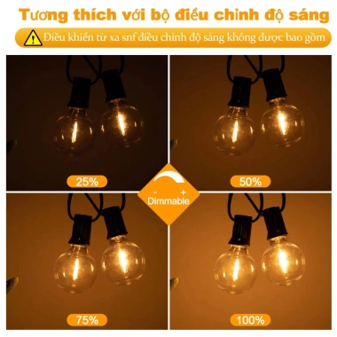 G40 Đèn dây LED năng lượng mặt trời sân vườn, Giáng sinh, không thấm nước, giảm 20%