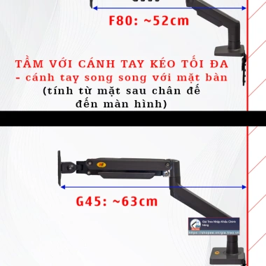 G45 F80 Giá Treo Màn Hình 22-40 inch, Xoay 360 độ, Tay Treo - Giá Ưu Đãi 365k